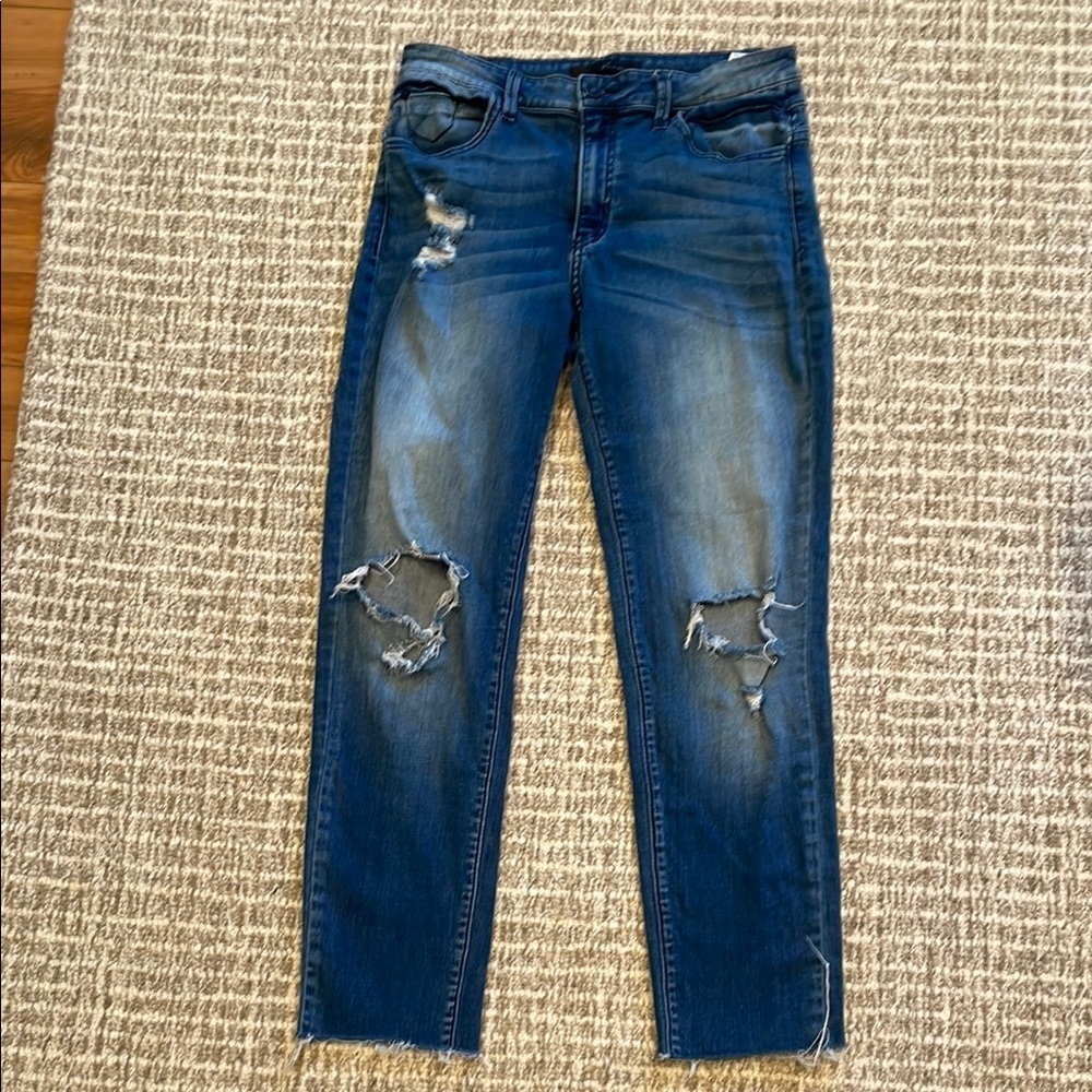 KanCan Skinny Jeans with Distressed Rips and Fading